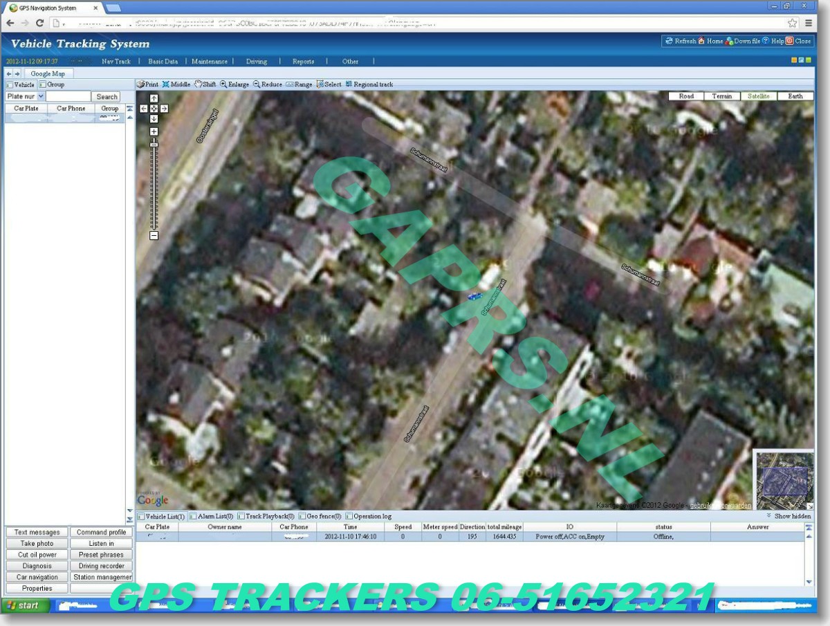 Rondlopen op de Haagsche markt, GAPRS goedkope gpstracker kaart ingezoomd op satellietbeeld